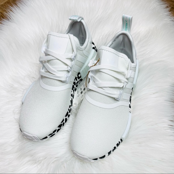 Adidas NMD R1 White Black Leopard Women's Shoes - Picture 3 of 6